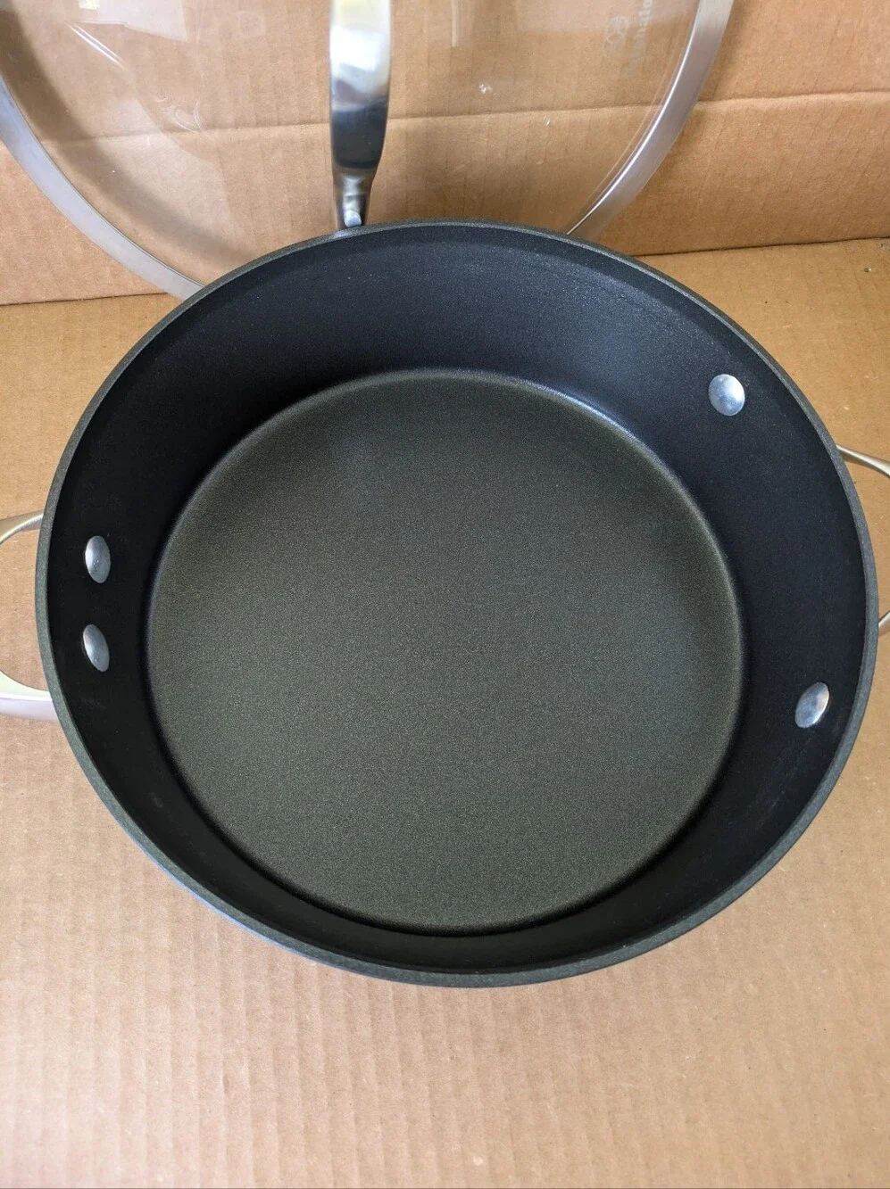Cephalon Nonstick Sauté Pan with Glass Lid  Black & Stainless Steel 3 Quart